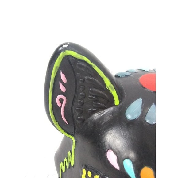 Hobbyist Dia De Los Muertos Plaster Sugar Skull Day Of The Dead cat head 7" - Picture 7 of 12